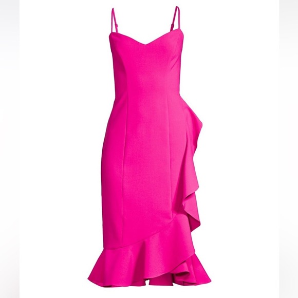 Likely Laverna Ruffled Sleeveless Midi Cocktail Dress in Fuchsia Pink Sz 14 NWT - Picture 9 of 11